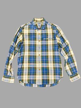 45RPM 45R Blue Yellow Plaid Cotton Button Up Shirt Sz JP 1 US S Japan